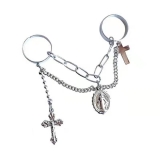 @特价欧美暗黑系网红同款开口银色十字架链条连指戒指个性设计戒指潮