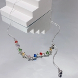 @特价甜美彩色多巴胺项链少女感糖果色串珠流苏锁骨链小众温柔甜酷项饰