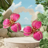 欧美跨境希音爆款春夏彩色滴油花朵耳钉简约设计感双层花瓣耳环女