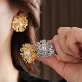 轻奢高级感璀璨烟花珍珠耳钉女优雅复古个性时尚气质百搭 耳环耳饰