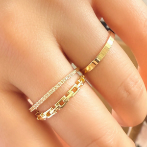 轻奢小众高级设计感双层微镶锆石戒指女两件套节食指戒 指环批发