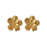 春日金色质感花朵耳钉耳饰女法式复古清新时尚精致高级感百搭耳环