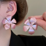 韩国喷漆金属花朵耳钉轻奢高级感耳环韩系超仙甜美气质耳饰女