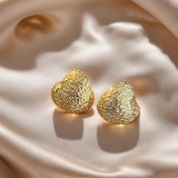 欧美复古金属几何爆款金色爱心耳环冷淡风高级感光面耳钉耳饰品女