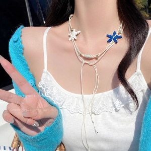 一款多用~ 撞色海星贝壳项链女夏日海边度假风多巴胺细腰配饰腰链