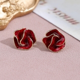 韩国轻奢时尚山茶花耳钉ins小众设计冷淡风耳环百搭高级感耳饰