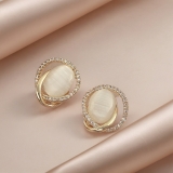 法式温柔百搭耳饰日常感流苏镶钻猫眼石简约高级感耳钉耳饰女