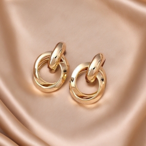 欧美金属气质耳环女金色圆圈小众轻奢时尚高级感耳饰批发