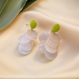 @特价度假风绿色贝壳耳环女多巴胺适合夏天耳坠小众独特高级感海边耳饰