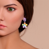 2025新款糖果色花朵耳环日韩时尚甜美耳坠亚克力3D可爱耳饰批发