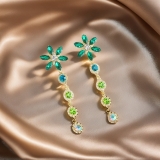 欧美个性夸张超闪满钻花朵水晶流苏耳环大气轻奢气质高级感耳饰品