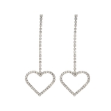 欧美高级感闪亮水钻长款爱心耳坠耳环女奢华几何镂空耳钉耳饰