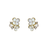 小巧珍珠花朵耳钉女镶钻小众设计日常百搭高级感迷你温柔甜美新款