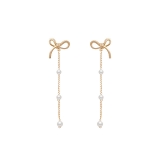 韩国东大门长款流苏耳钉女时尚气质高级感珍珠超仙蝴蝶结耳环耳饰