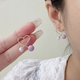 新款创意耳钉简约小清新交叉爱心珍珠耳环轻奢高级感网红耳饰女