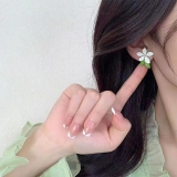 法式甜美小清新花朵耳环小众设计气质简约森系栀子花珍珠耳钉耳饰