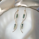 跨境热卖复古宫廷风绿色宝石流苏吊坠耳环时尚女士礼物耳饰