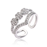 时尚奢华铜微镶锆石几何开V形口戒指女INS设计感小众高级指环