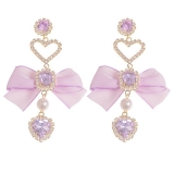 韩版长款精致爱心蝴蝶结流苏耳环夜店名媛风气质轻奢设计感耳饰女