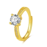 微镶简约经典四爪莫桑钻石戒指女1克拉仿真铂金钻戒订婚求婚戒指