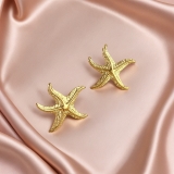 欧美夏日海星耳坠时尚不规则褶皱气质树叶复古个性耳饰女