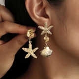 欧美跨境饰品 海洋风派对夸张星星耳钉 个性度假沙滩海星金属耳环