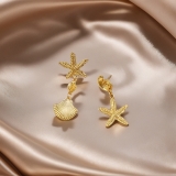 欧美跨境饰品 海洋风派对夸张星星耳钉 个性度假沙滩海星金属耳环