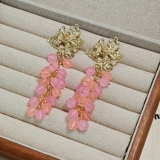 水晶葡萄耳坠 复古金属枫叶耳钉油画风重工艺术感耳环