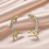 新款时尚水钻月亮星星耳钉高级小众设计感耳环耳饰