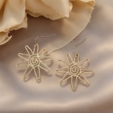复古金色太阳花耳环花朵设计感耳环小众独特耳钉百搭耳饰女