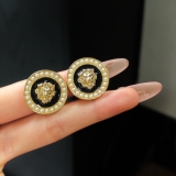 新品滴油设计感立体人造珍珠狮子头耳环欧美轻奢耳钉跨境耳饰女