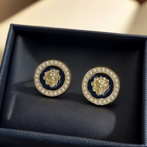 新品滴油设计感立体人造珍珠狮子头耳环欧美轻奢耳钉跨境耳饰女