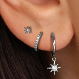跨境欧美时尚简约气质三件套流行八芒星星耳坠热销百搭气质耳扣 （单边）