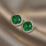 水晶方形耳钉2023新款潮网红时尚超仙耳环高级感耳饰