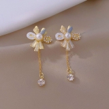 轻奢时尚甜美花朵流苏耳环女气质百搭精致耳钉高级感大气耳环批发