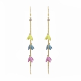 长款流苏耳钩莫兰迪色花朵精致流苏耳环春夏季小清新耳环厂家批发