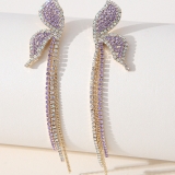 镶钻紫色蝴蝶耳环日韩甜美森系耳坠气质长款流苏耳饰品女