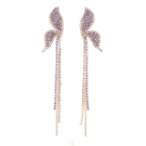 镶钻紫色蝴蝶耳环日韩甜美森系耳坠气质长款流苏耳饰品女