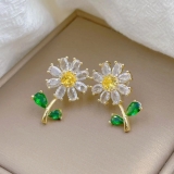 跨境时尚气质轻奢向日葵小雏菊耳钉耳环
