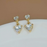 轻奢小众爆闪水钻水爱心耳环女韩系时尚百搭气质耳环网红同款耳饰