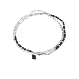 2025年夏季中性小众设计高级感黑宝石双层锆石项链 锁骨链 配饰女