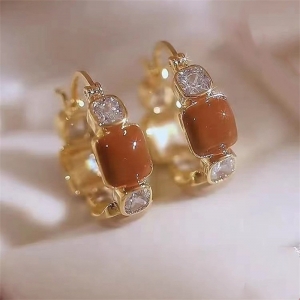 高级感美拉德咖色耳钉明星同款小众设计感高级气质耳环耳饰女