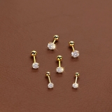 超闪耳骨钉女金色耳钉2025新款螺丝扣睡觉免摘养耳洞耳环（6只装）