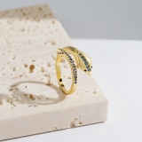 跨境直供欧美时尚百搭优雅蓝色海豚开口戒指镶钻锆石可调节指环女