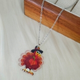 跨境感恩节火鸡项链复古亚克力吊坠项链适合女士节日庆祝派对配饰