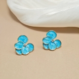 @特价 蝴蝶兰耳钉设计感小众油画风耳环超仙立体花朵耳夹温柔风耳饰