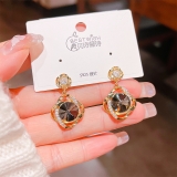 轻奢小众独特设计个性时尚缠绕钻石耳环微镶钻交叉灰水晶耳坠耳钉