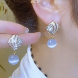 滴油镶钻耳钉轻奢优雅猫眼石耳环女时尚气质高级感耳饰潮