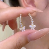 设计感小众气质优雅紫色蝴蝶耳钉2025新款爆款轻奢百搭时尚耳环女