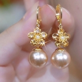 花瓣珍珠耳坠耳扣网红时尚气质流行耳环百搭显脸瘦耳饰气质小众